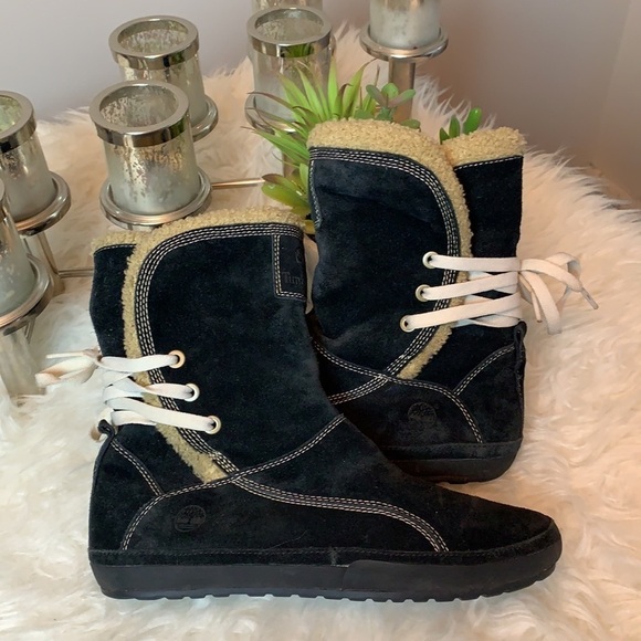 Timberland Women’s black genuine leather ankle boots size 8.5 - Picture 5 of 9